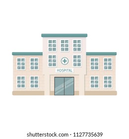 Hospital building. Cartoon vector illustration. Cityscape