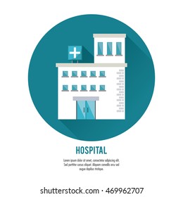 hospital building clinic medical health care icon. Isolated and button design. Vector illustration