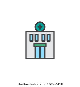 Hospital building filled outline icon, line vector sign, linear colorful pictogram isolated on white. Medical clinic symbol, logo illustration. Pixel perfect vector graphics