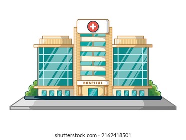 Hospital Building Flat Cartoon Illustration Stock Vector (Royalty Free ...