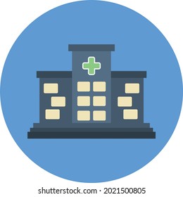 Hospital Building Flat Circle Vector Icon Design
