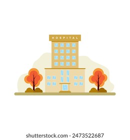 hospital building flat design vector illustration isolated on white background. building hospital medicine healthcare vector illustration