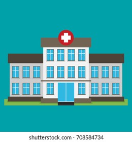 Hospital building flat icon vector