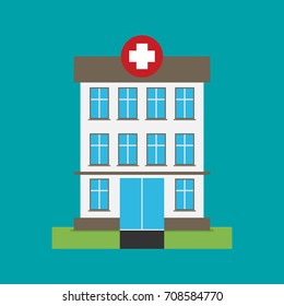 Hospital building flat icon vector