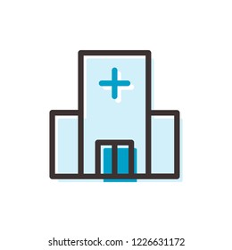 hospital building flat outline icon on transparent background