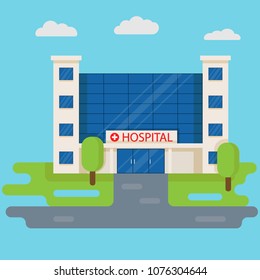 Hospital Building Flat Style Medical Concept Stock Illustration ...