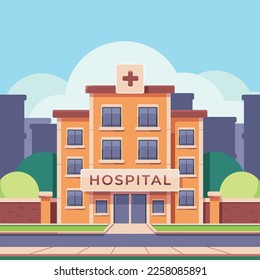 Krankenhausgebäude Flache Vektorgrafik