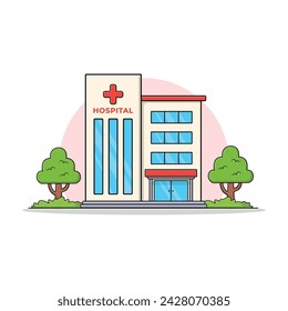 Hospital Building Flat Vector Illustration Design