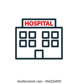 hospital building front icon on white background