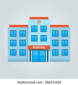 Hospital building front isolated vector illustration in flat design style