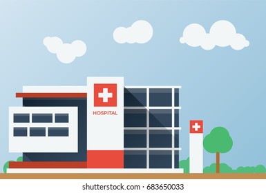 hospital building front view vector flat style