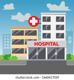 Hospital Building Flat Vector Illustration Hospital Stock Vector ...