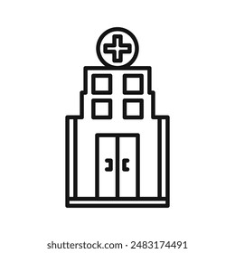 Hospital Building Icon Black line art vector