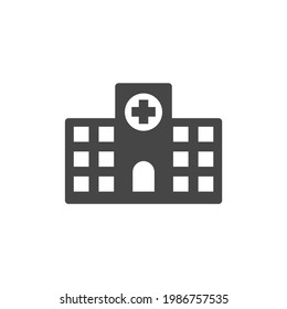 Hospital Building Icon Black and White Vector Graphic