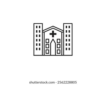 Hospital building icon or clinic icon vector illustration line art EPS 10