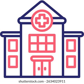Hospital Building Icon Color Vector Illustration