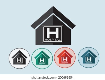 Hospital building icon design in illustration