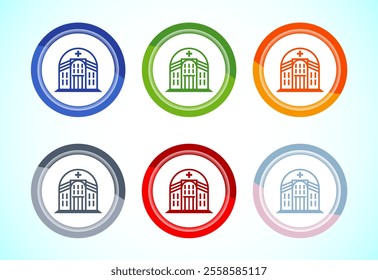 Hospital building icon design Medical sign symbol. Button Design Saet