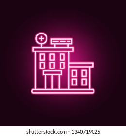 hospital building icon. Elements of Cancer day in neon style icons. Simple icon for websites, web design, mobile app, info graphics