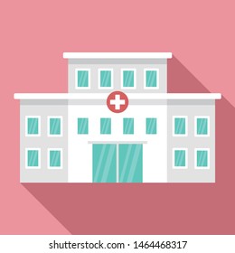 Hospital building icon. Flat illustration of hospital building vector icon for web design