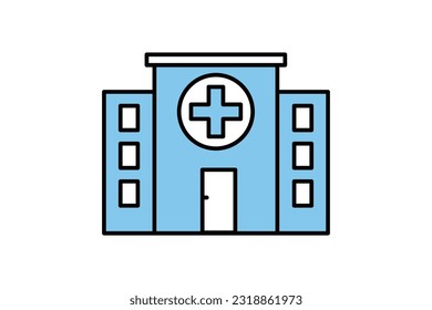 Hospital building icon. Flat line icon style. Simple vector design editable