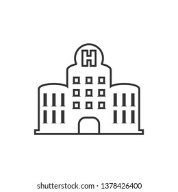Hospital building icon in flat style. Infirmary vector illustration on white isolated background. Medical ambulance business concept.