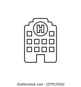 Hospital building icon in flat style. Infirmary vector illustration on white isolated background. Medical ambulance business concept.