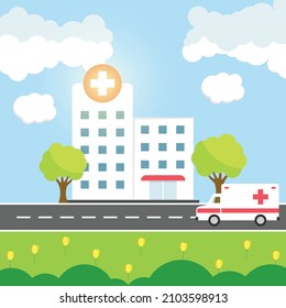Hospital building icon in flat style. Medical clinic vector illustration on isolated background. Medicine sign business concept.