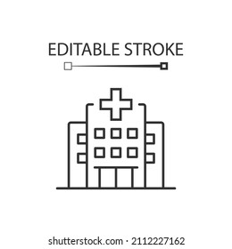 Hospital building icon in flat style. Medical clinic vector illustration on isolated background. Medicine sign business concept.
