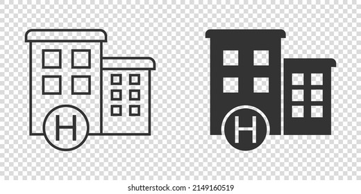 Hospital building icon in flat style. Medical clinic vector illustration on isolated background. Medicine sign business concept.