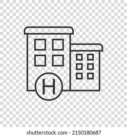 Hospital building icon in flat style. Medical clinic vector illustration on isolated background. Medicine sign business concept.