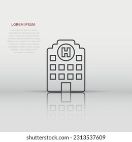 Hospital building icon in flat style. Infirmary vector illustration on white isolated background. Medical ambulance business concept.