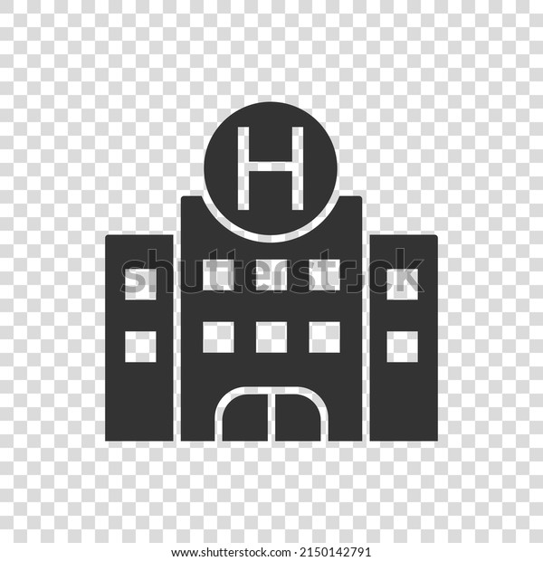 Hospital building icon in flat style. Medical\
clinic vector illustration on isolated background. Medicine sign\
business concept.