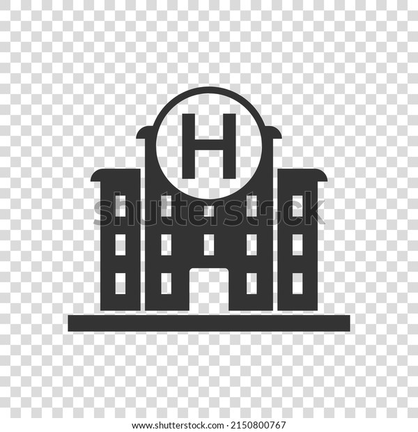 Hospital building icon in flat style. Medical\
clinic vector illustration on isolated background. Medicine sign\
business concept.