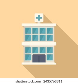 Icono de edificio de hospital vector plano. Sala de reunión médica. Tratamiento en centro clínico