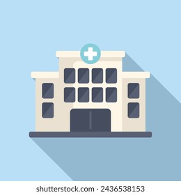 Hospital building icon flat vector. Scan machine person. Radiology scan