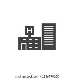 Hospital building icon isolated on white background. Healthcare symbol modern, simple, vector, icon for website design, mobile app, ui. Vector Illustration