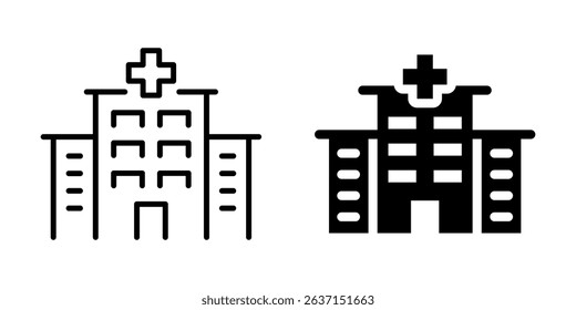 Hospital building icon. Line and silhouette style.