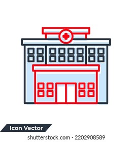 hospital building icon logo vector illustration. hospital symbol template for graphic and web design collection