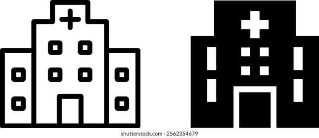 "Hospital Building Icon - Medical and Healthcare Facility Symbol"