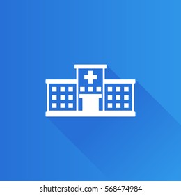 Hospital building icon in Metro user interface color style. Medical healthcare patients