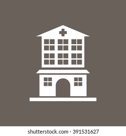 Hospital Building Icon on Dark Gray Color. Eps-10.