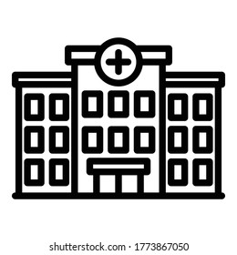 Hospital building icon. Outline hospital building vector icon for web design isolated on white background
