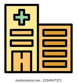 Hospital building icon outline vector. House virus. Corona work color flat