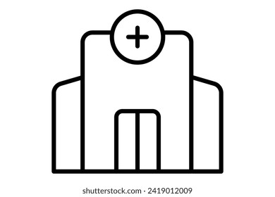Hospital building icon. icon related to healthcare facilities. line icon style. element illustration
