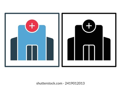 Hospital building icon. icon related to healthcare facilities. solid icon style. element illustration