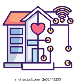 Hospital building icon represented by wifi,hospital, Lineal Color style.