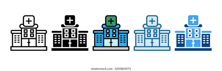Hospital Building Icon Set Multiple Style Collection