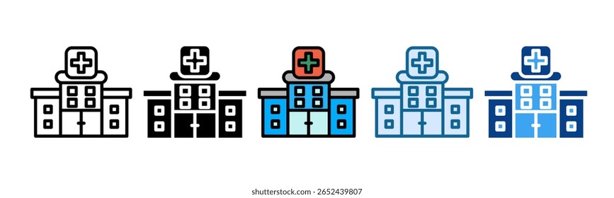 Hospital Building Icon Set Multiple Style Collection