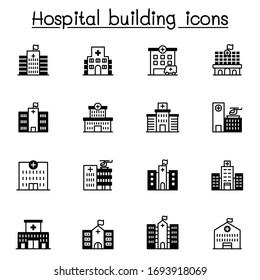 Hospital Building Icon Set Vector Illustration Graphic Design